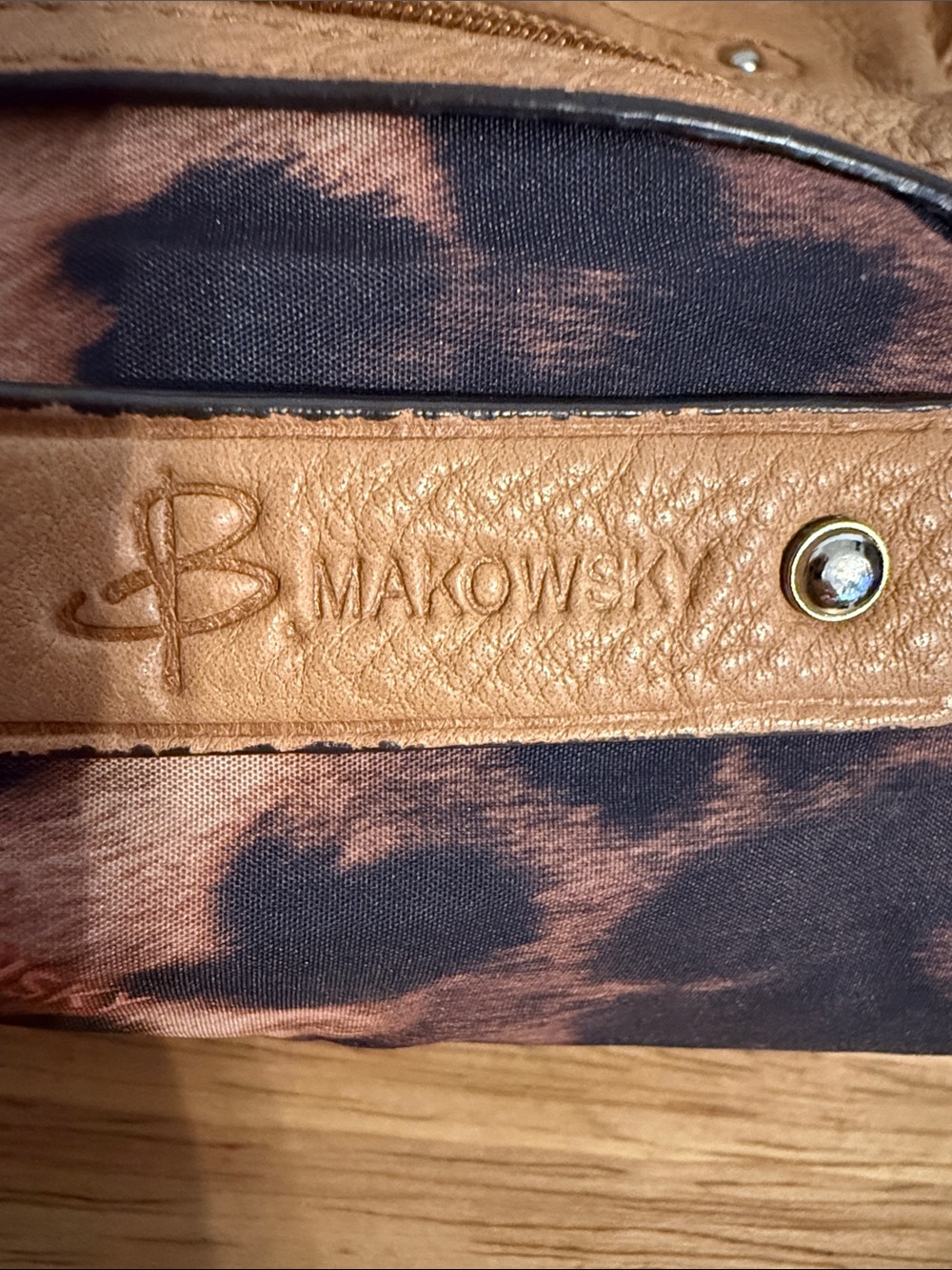 b. makowsky Tan Leather Shoulder Bag with Silver Hardware - Picture 8 of 13